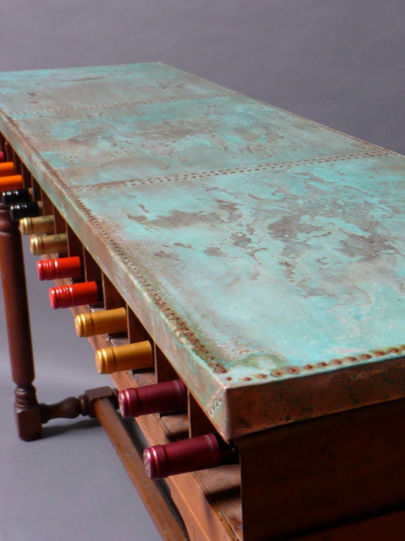 19th Century Clerks Desk With Copper Top And Wine Rack In Excellent Condition In Middleburg, VA