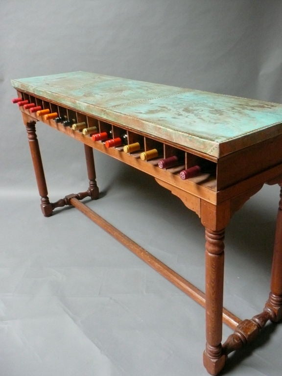 19th Century Clerks Desk With Copper Top And Wine Rack 1