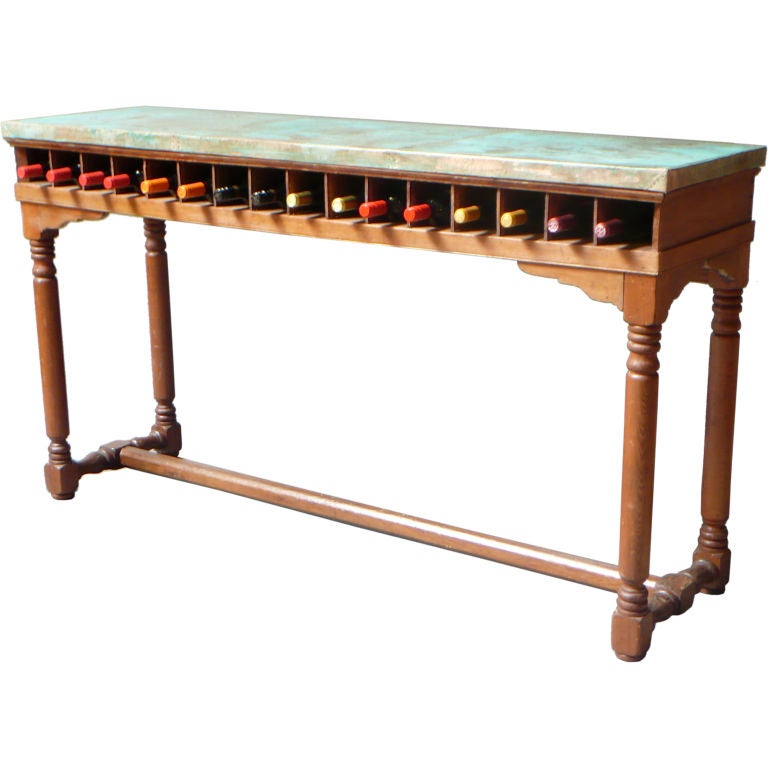 19th Century Clerks Desk With Copper Top And Wine Rack
