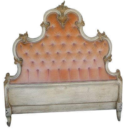 French Baroque Headboard with Bedframe For Sale