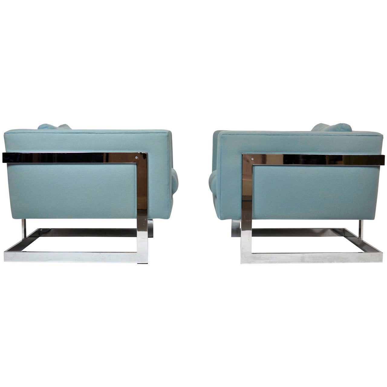 Milo Baughman Large Cube Lounge Chairs For Sale