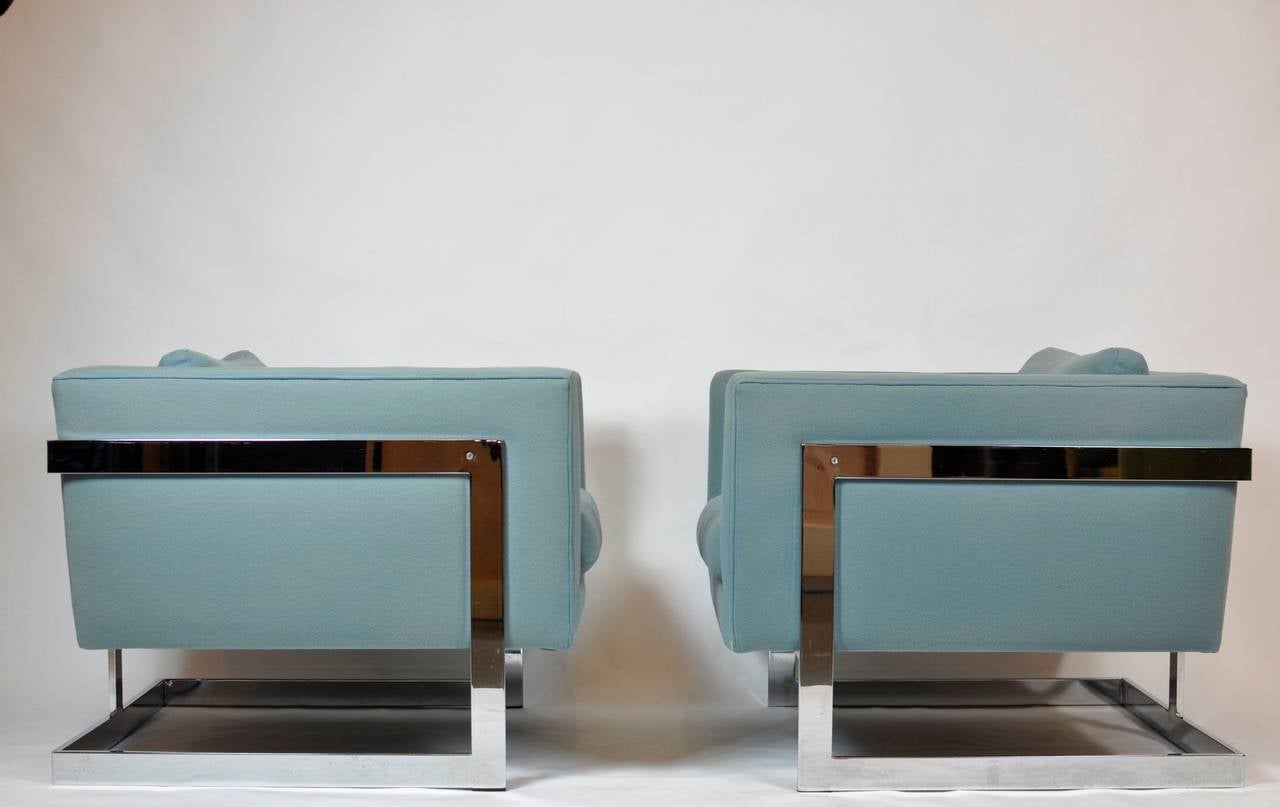 Milo Baughman Large Cube Lounge Chairs