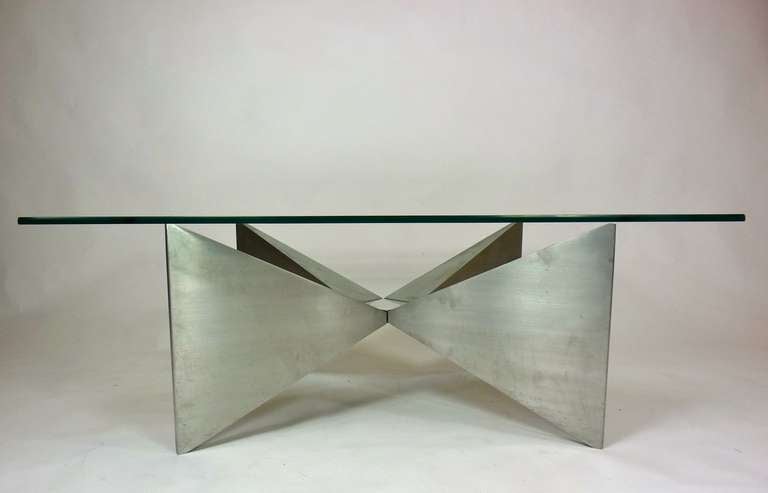 1970s aluminum coffee table.

Please inquire regarding trade pricing.