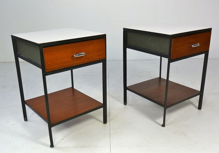 Mid-Century Modern George Nelson Steel Frame Nightstands