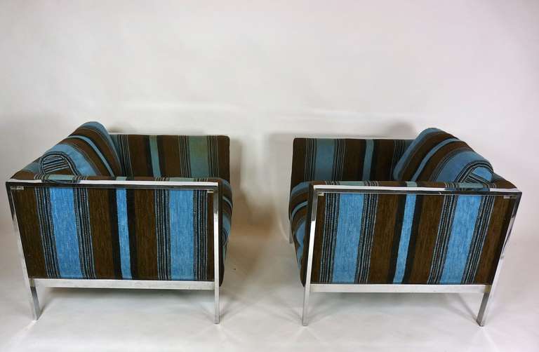 Mid-Century Modern 1970's Chrome Frames Lounge Chairs
