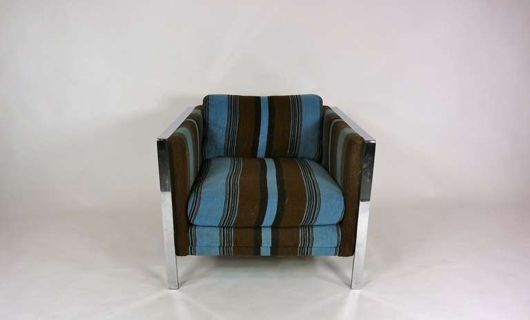 American 1970's Chrome Frames Lounge Chairs