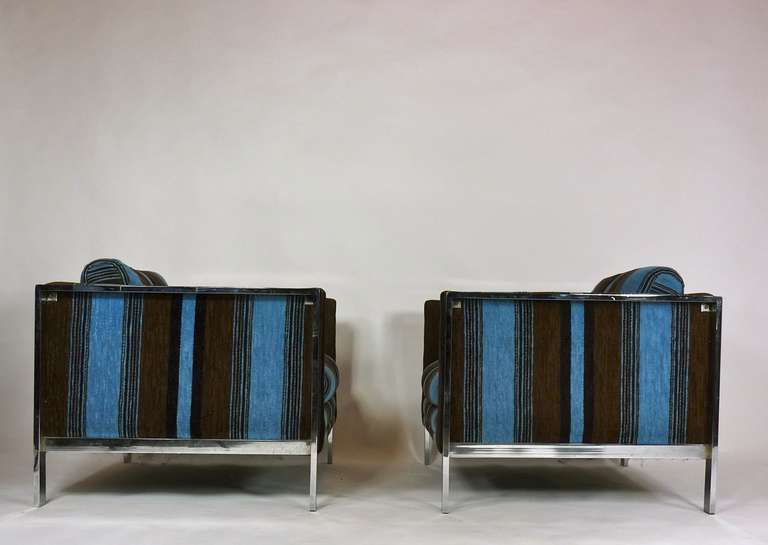 1970's chrome frames lounge chairs.