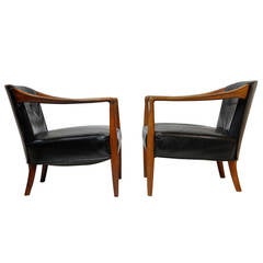 Sculptural Leather Lounge Chairs