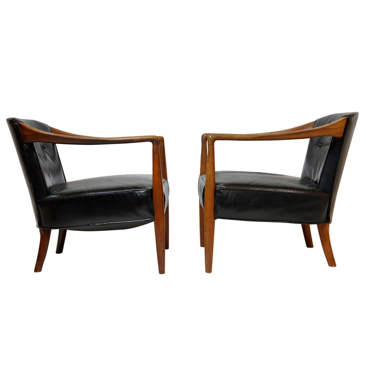 Sculptural Leather Lounge Chairs For Sale