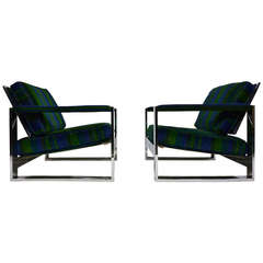 Wide Frame Chrome Lounge Chairs
