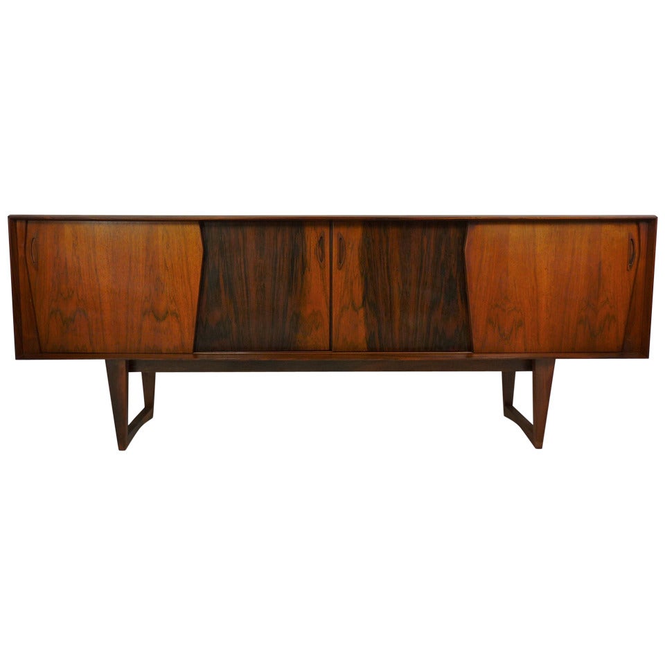 Exceptional Danish Rosewood Credenza For Sale