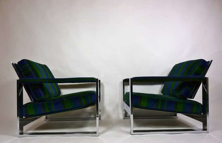 Wide Frame Chrome Lounge Chairs