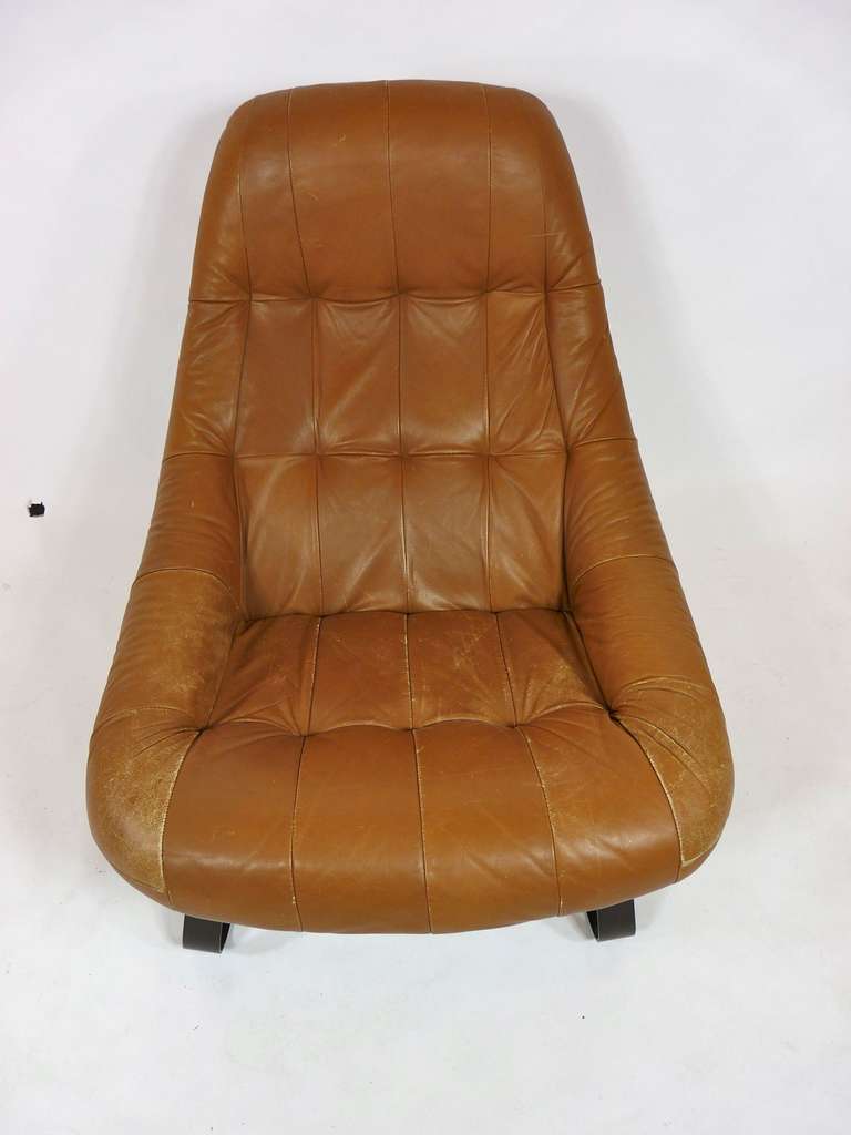 Brazilian Percival Lafer Leather Lounge Chairs