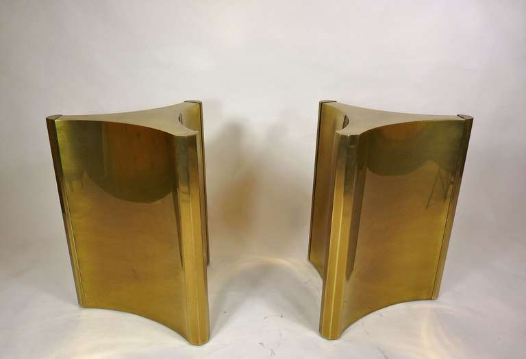 Mid-Century Modern Pair of Mastercraft Brass Dining Table Pedestals