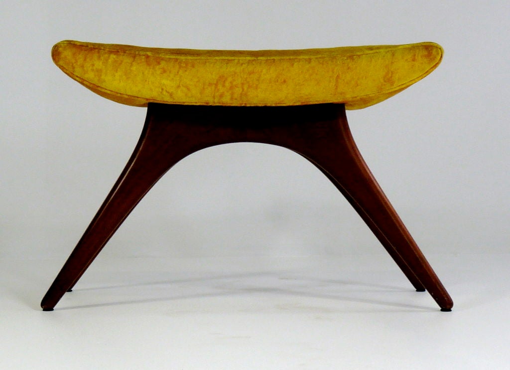 Vladimir Kagan sculpted walnut stool.