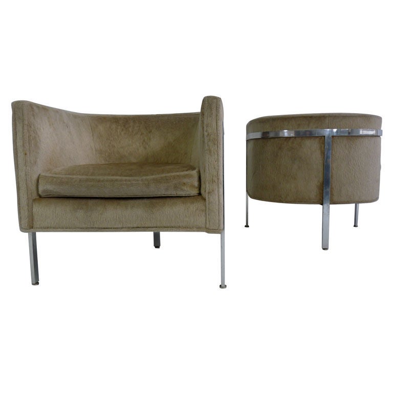 Pair Harvey Probber Curved Back Lounge Chairs