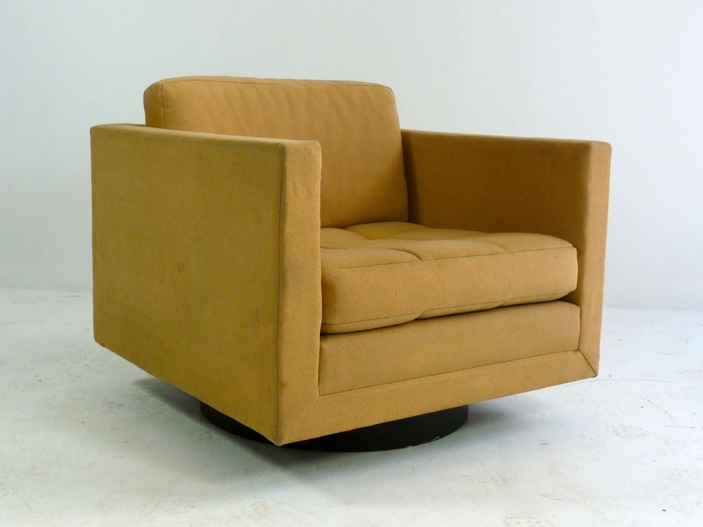 Pair Harvey Probber Swivel Cube Lounge Chairs at 1stDibs