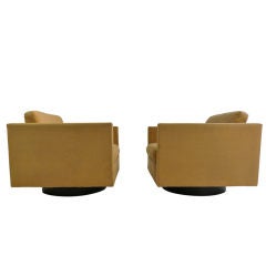 Pair Harvey Probber Swivel Cube Lounge Chairs