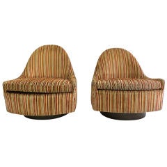 Pair Milo Baughman Petite Swivel Chairs