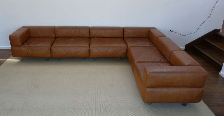 American Harvey Probber Leather Sofa For Sale