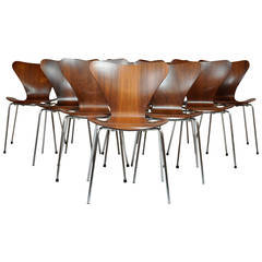 Set of Ten Arne Jacobsen Rosewood Series Seven Chairs