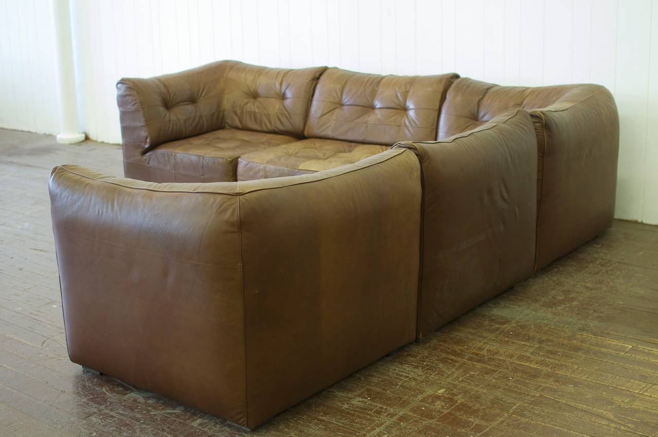 Vintage De Sede 5 Piece Leather Sofa In Good Condition In Turners Falls, MA