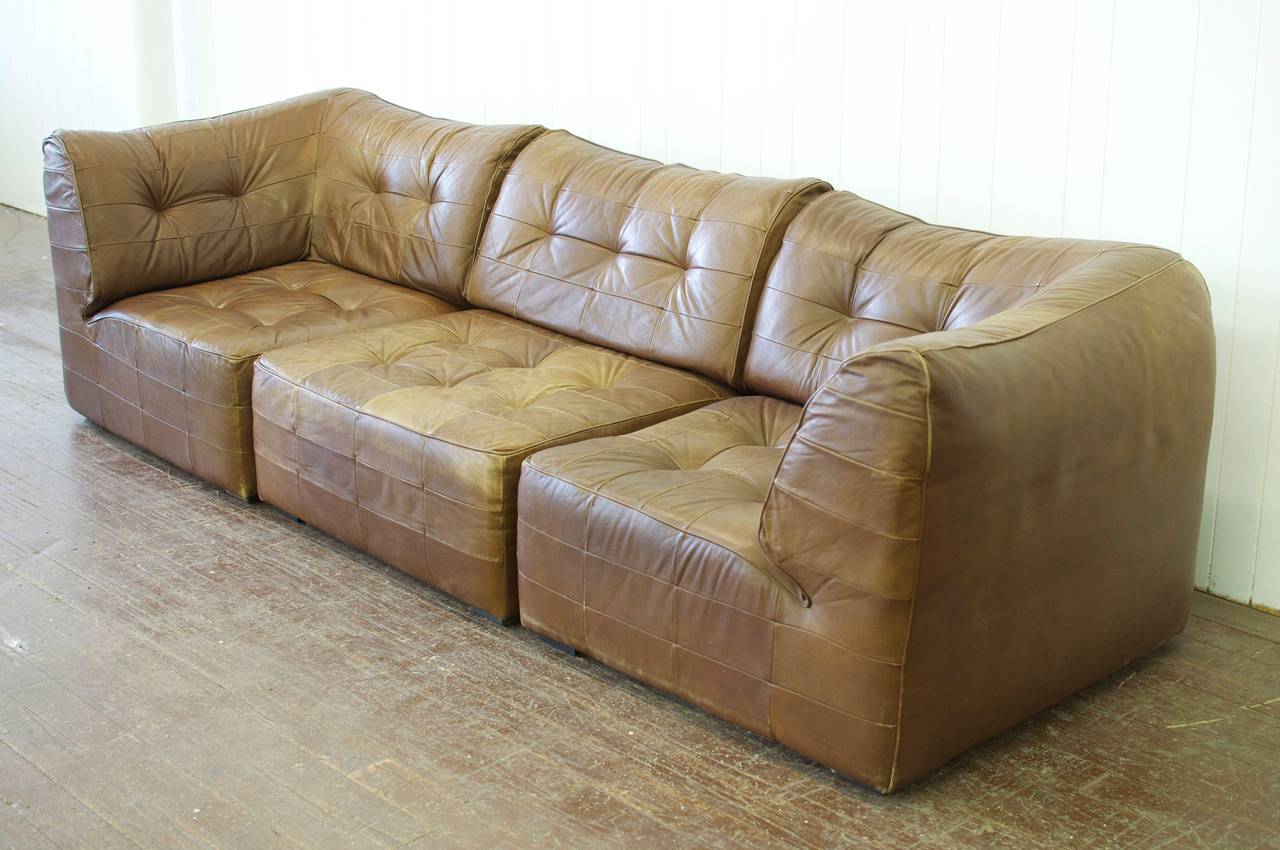 Vintage De Sede 5 Piece Leather Sofa at 1stdibs