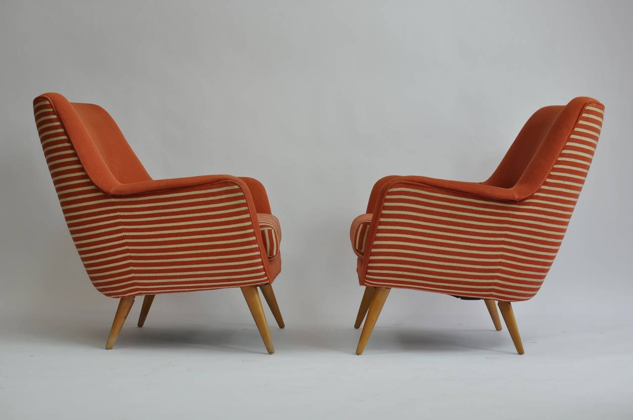Pair of 1950s German lounge chairs. 
Matching settee available.