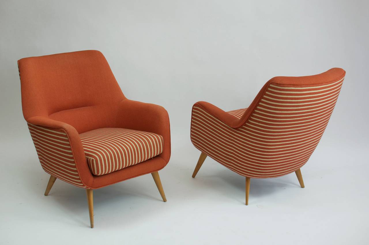 Mid-Century Modern Pair of 1950s German Lounge Chairs