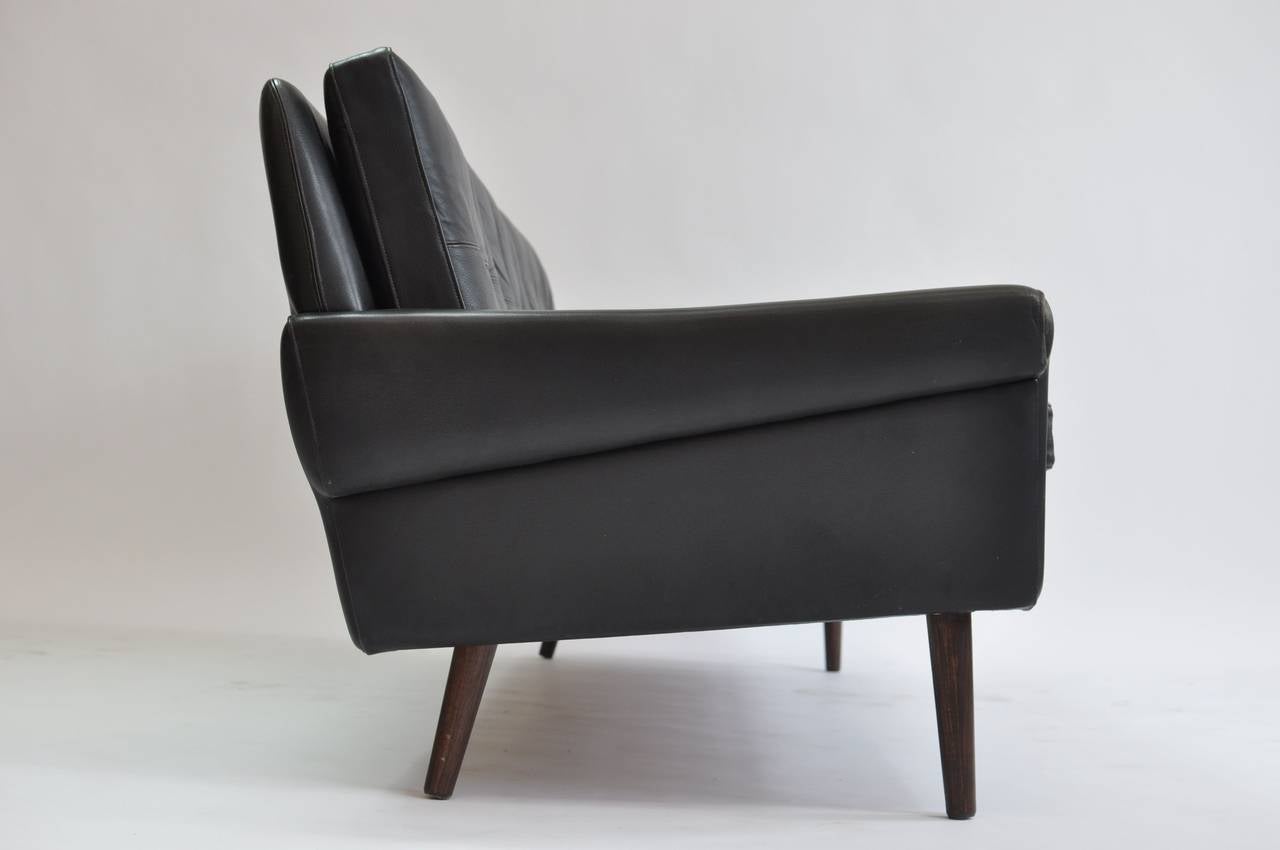 Danish leather three-seat sofa by Svend Skipper.