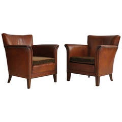 Pair of 1930s Danish Leather Club Chairs