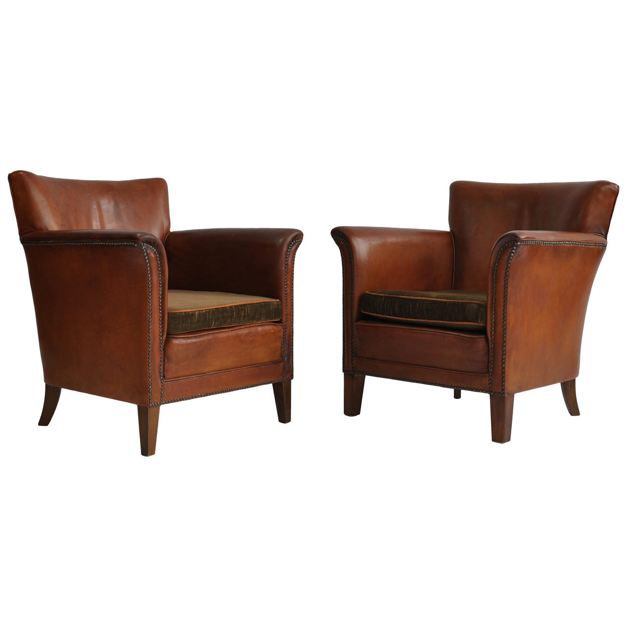 Pair of 1930s Danish Leather Club Chairs