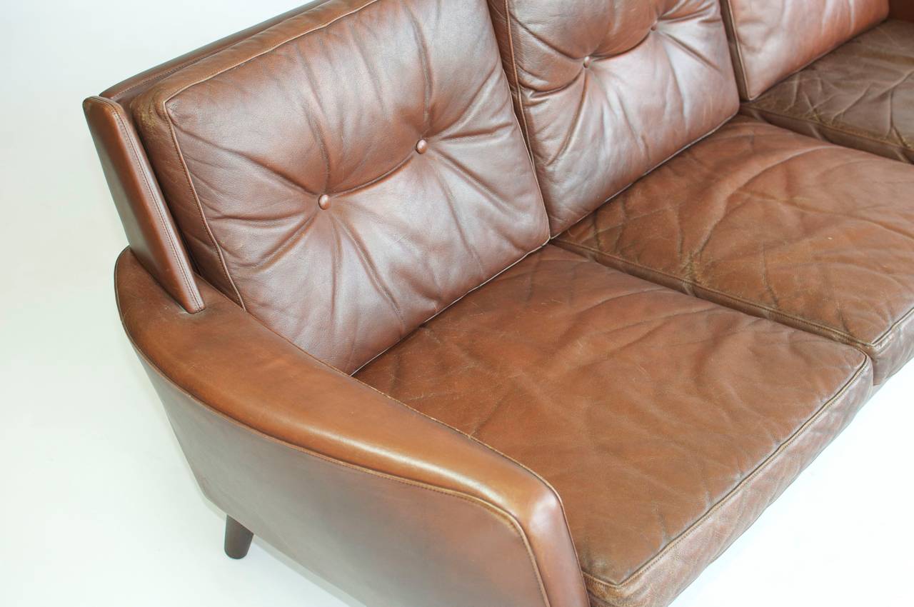 Danish Leather Sofa In Good Condition In Turners Falls, MA