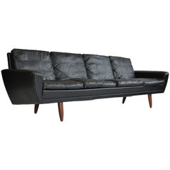 Danish Leather Sofa with Rosewood Legs