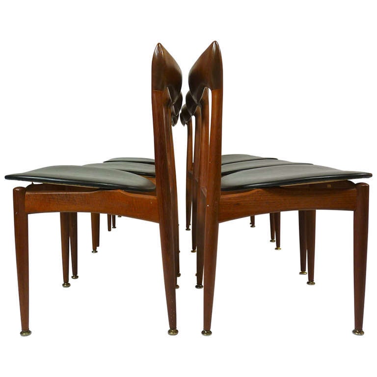 Set Of Eight Teak Danish Dining Chairs By H W Klein