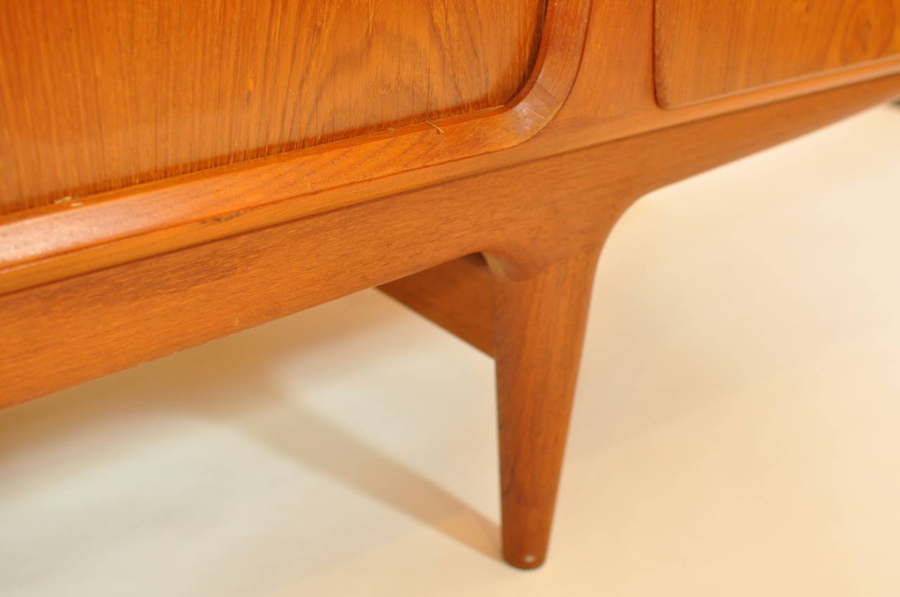 20th Century Danish Teak Credenza with Tambour Doors