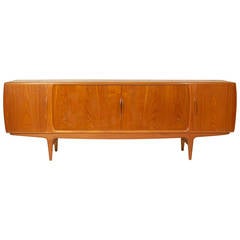 Danish Teak Credenza with Tambour Doors