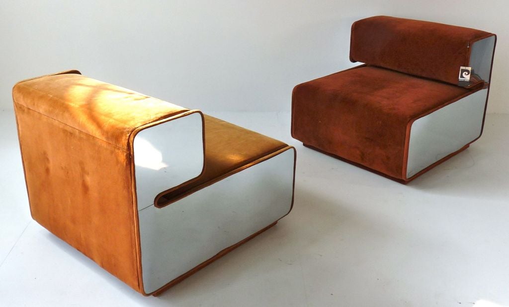 Rare pair of Pierre Cardin lounge chairs.  These chairs are 