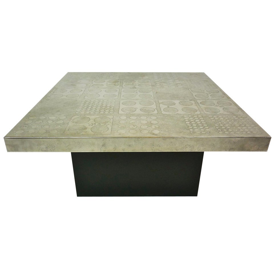 Etched Metal Coffee Table by Heinz Lilienthal For Sale