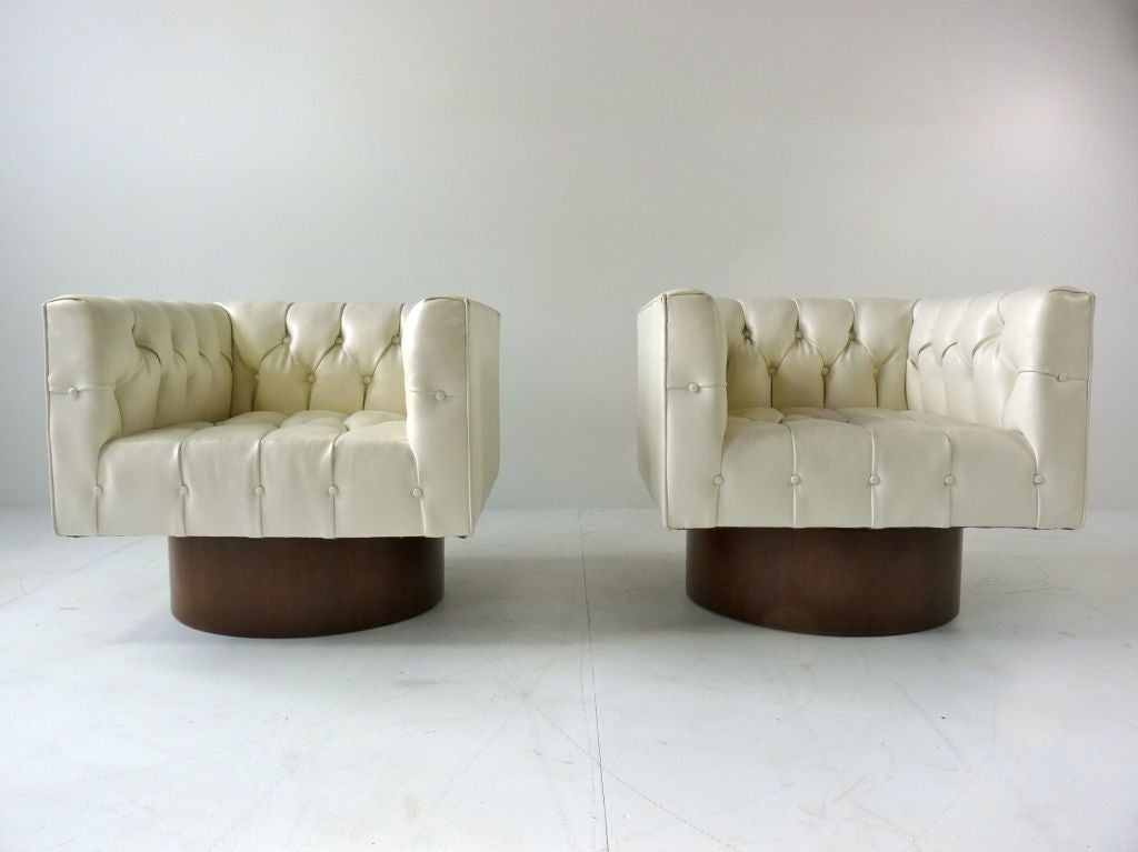 Pair Of Cube Swivel Lounge Chairs at 1stDibs