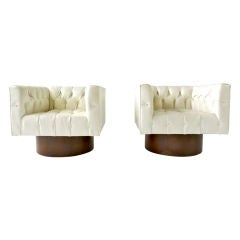 Pair Of Cube Swivel Lounge Chairs
