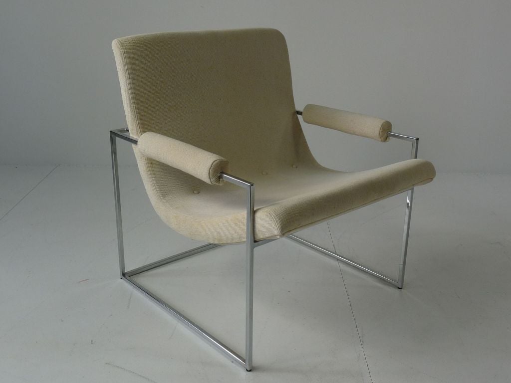 American Pair Of Petite Milo Baughman Chrome Lounge Chairs