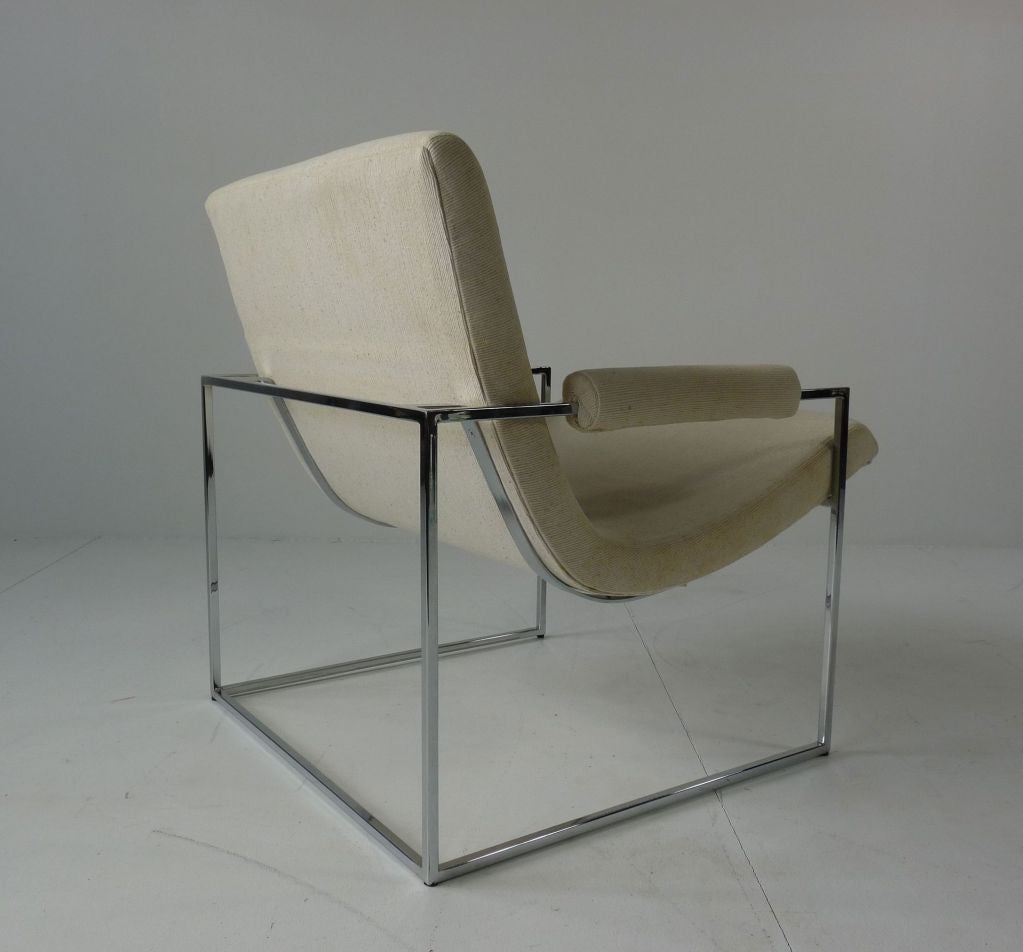 Mid-20th Century Pair Of Petite Milo Baughman Chrome Lounge Chairs