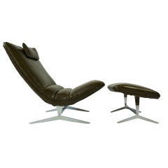 Unique Sculptural Lounge Chair and Ottoman