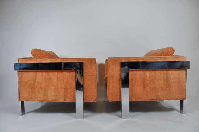 1970's Lounge Chairs with Chrome Frames