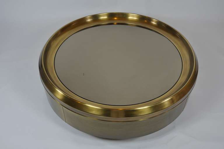 American Mastercraft Brass and Mirror Coffee Table