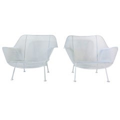 Pair Russell Woodard Chairs And Ottoman