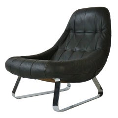 Percival Lafer Black Leather Lounge Chair