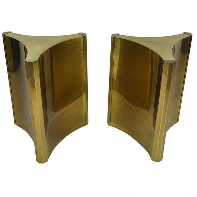 Pair of Mastercraft Brass Dining Table Pedestals at 1stDibs