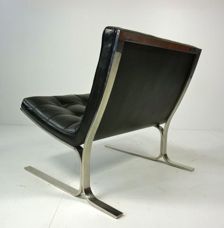 Mid-20th Century Nicos Zographos Black Leather Lounge Chair For Sale